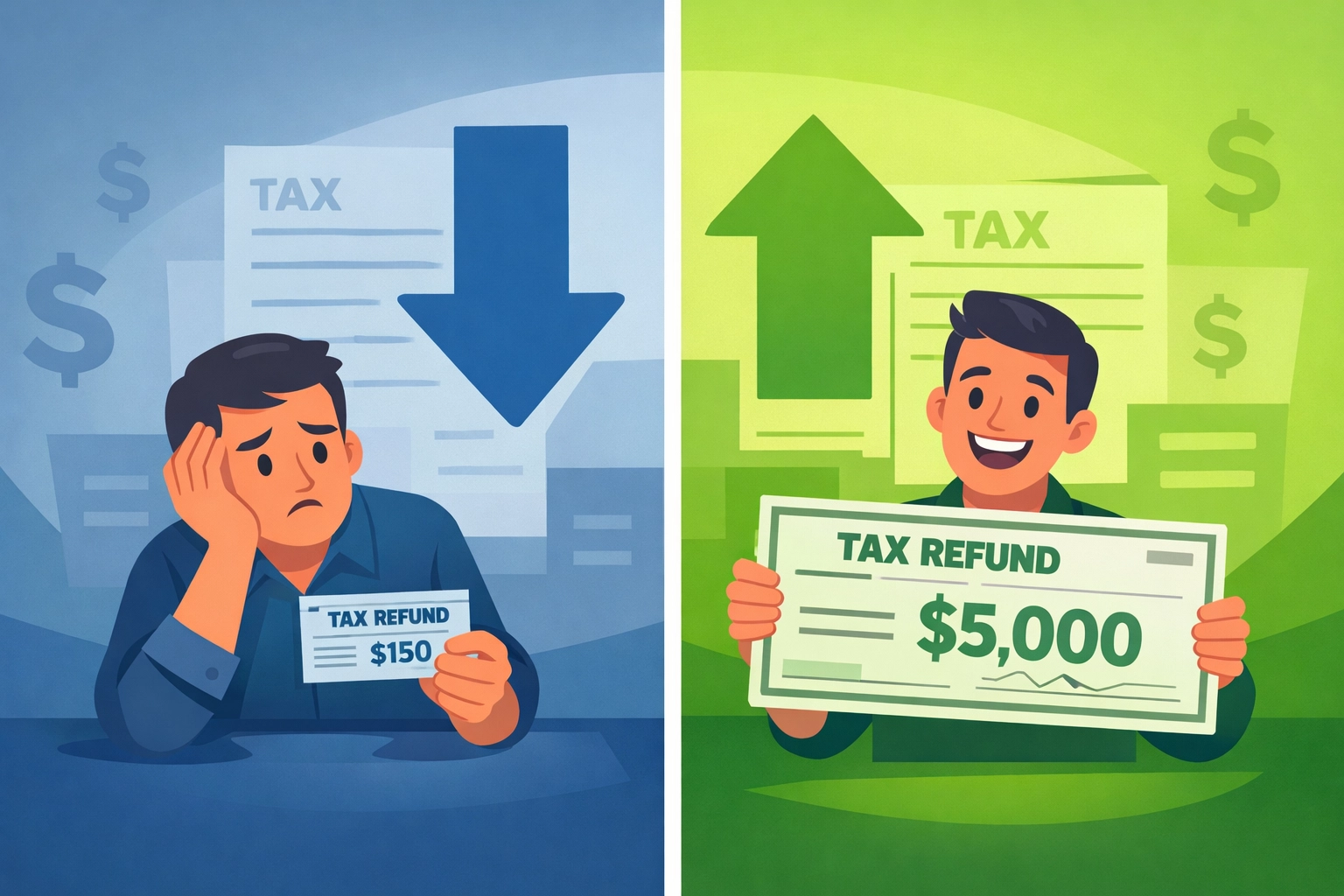 Comparison showing larger and smaller 2026 tax refund scenarios based on standard deduction changes