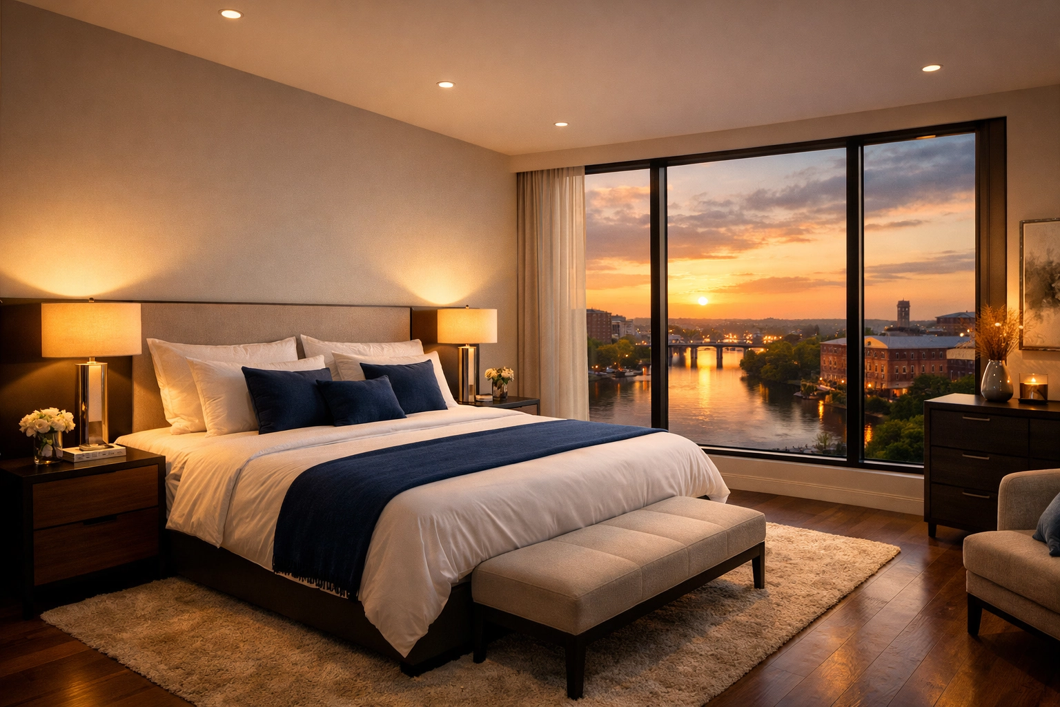 Clean master bedroom in Lowell MA near the Merrimack River, perfect for move-in move-out cleaning excellence.