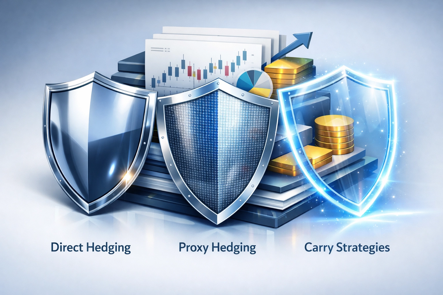 Three-pillar risk management framework protecting investment portfolio with multiple hedging layers