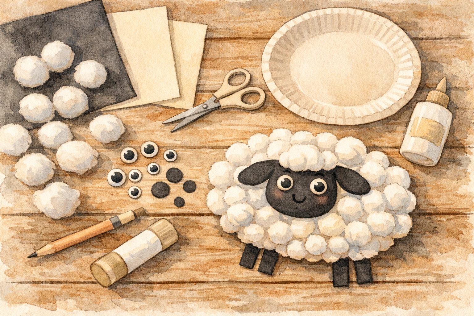 Paper plate sheep craft supplies for Christian kids activities and Sunday school lessons