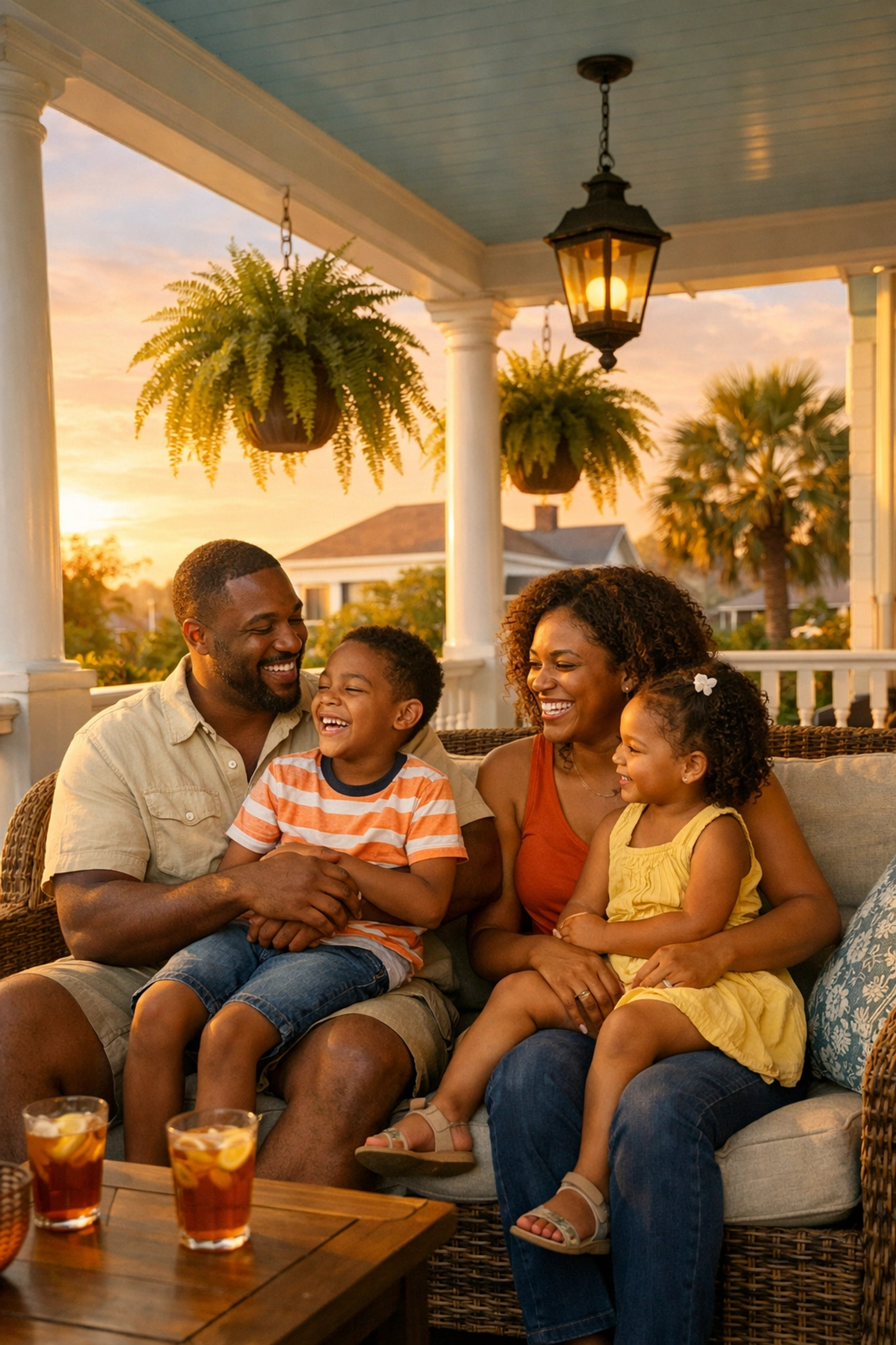 African American family enjoying a safe home after an electrical panel upgrade in Charleston, SC.