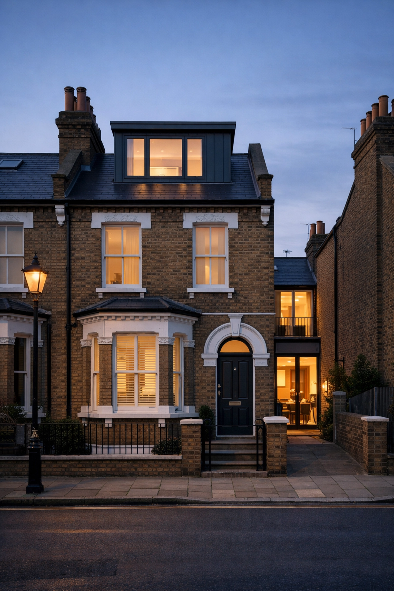 East London Victorian terraced home featuring a modern dormer loft conversion and rear extension.