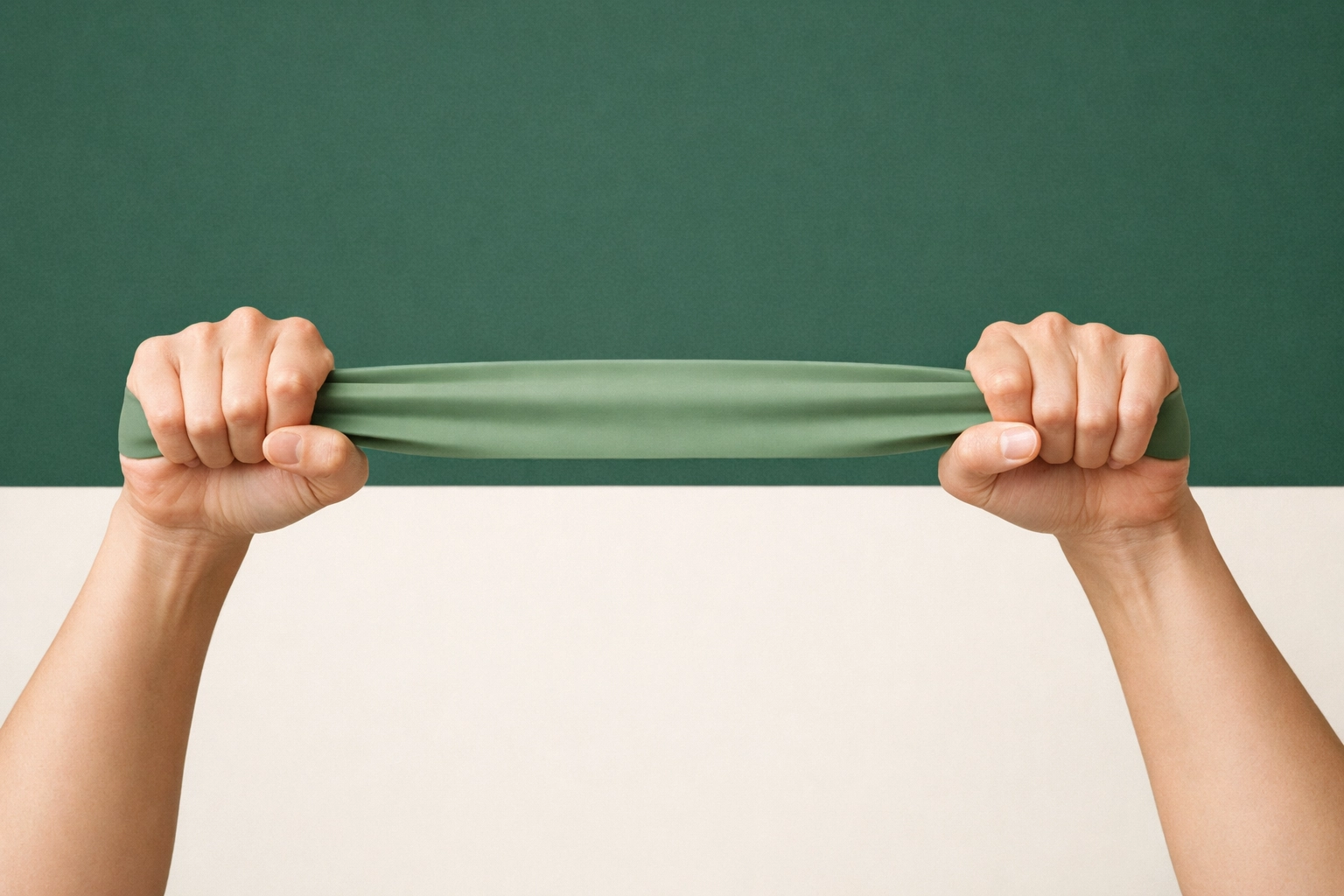 A controlled upper body movement with a resistance band to enhance joint stability and prevent injury.