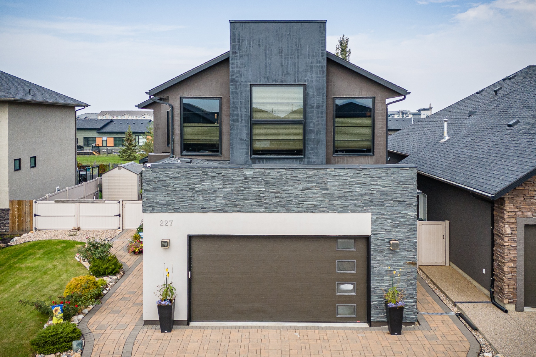 Aerial exterior photo of modern two-storey home