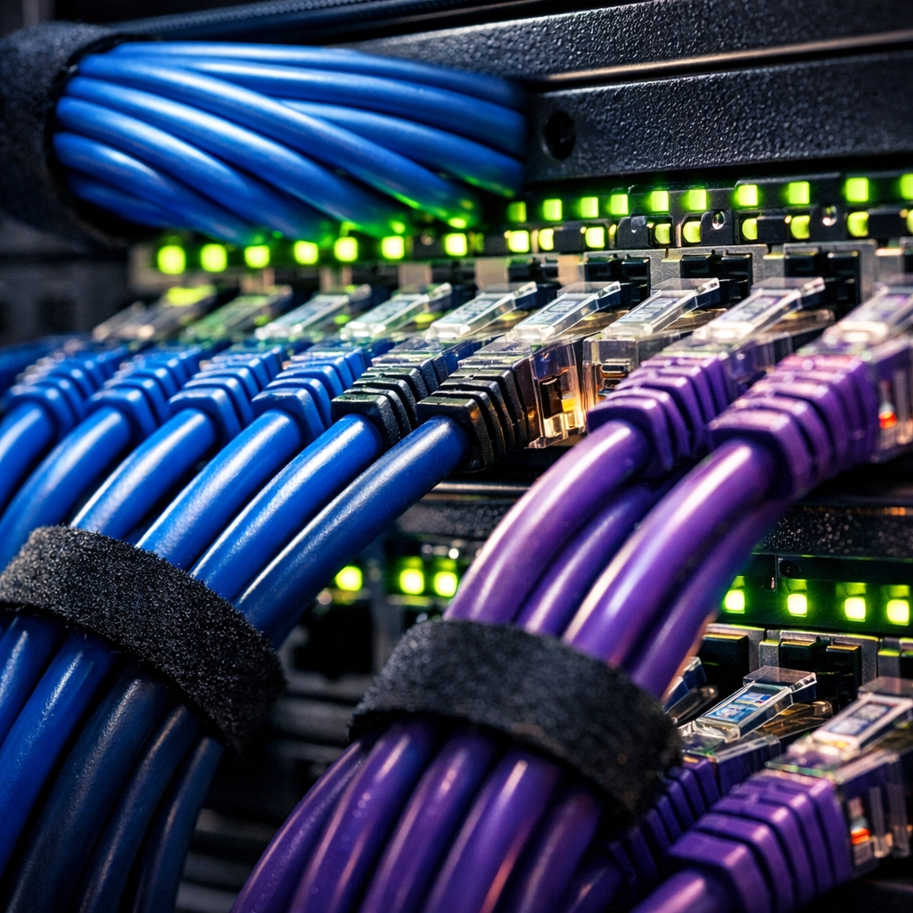 Professional structured cabling services providing a stable network for business VoIP.