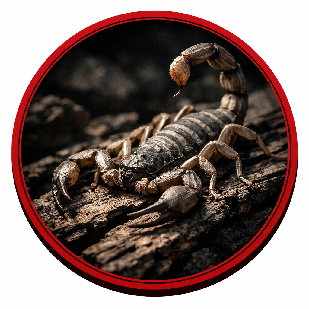 Arizona bark scorpion on wood, a common pest requiring expert exclusion and removal in Coolidge.