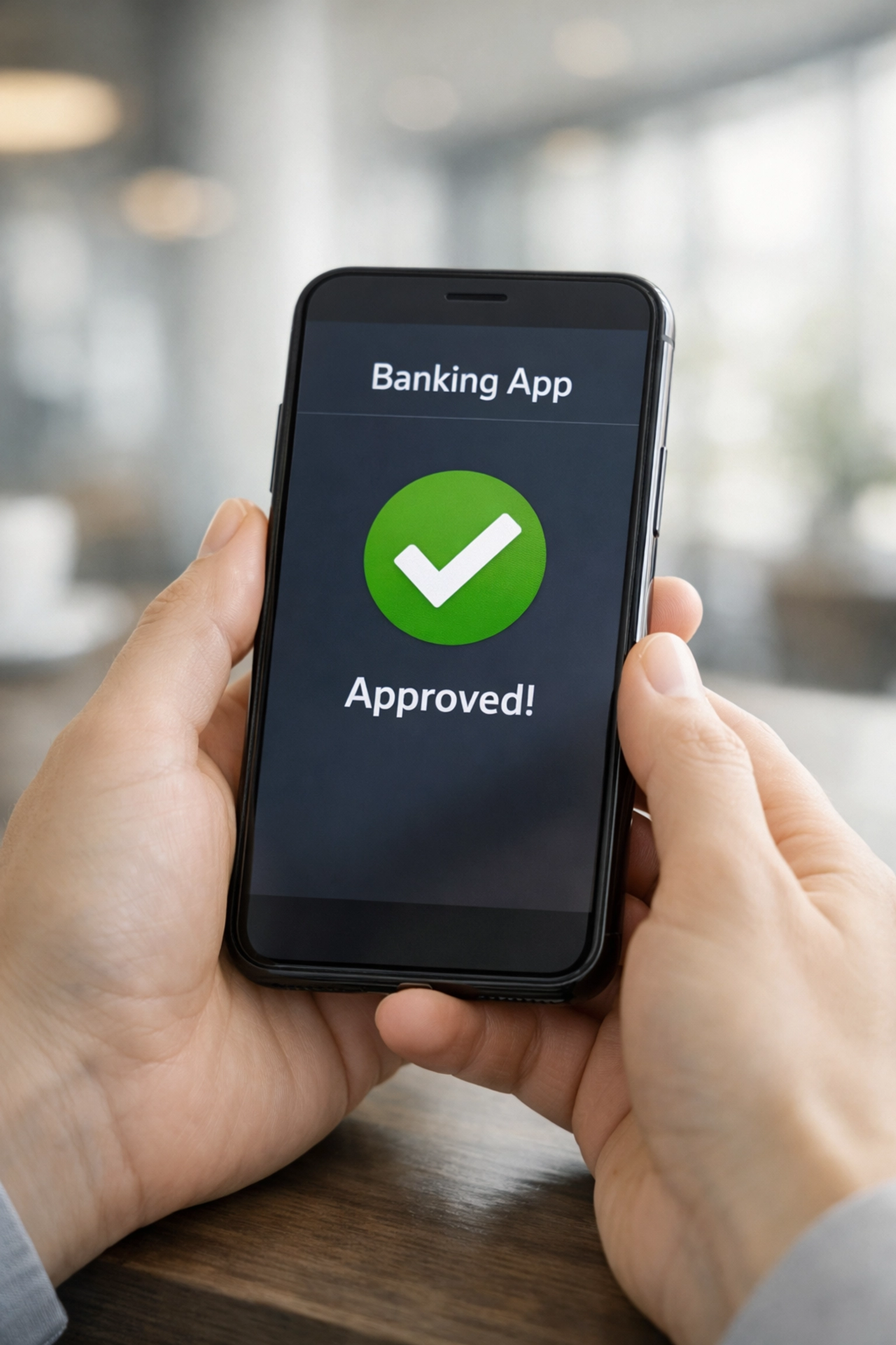 Smartphone showing instant business loan pre-approval notification on banking app