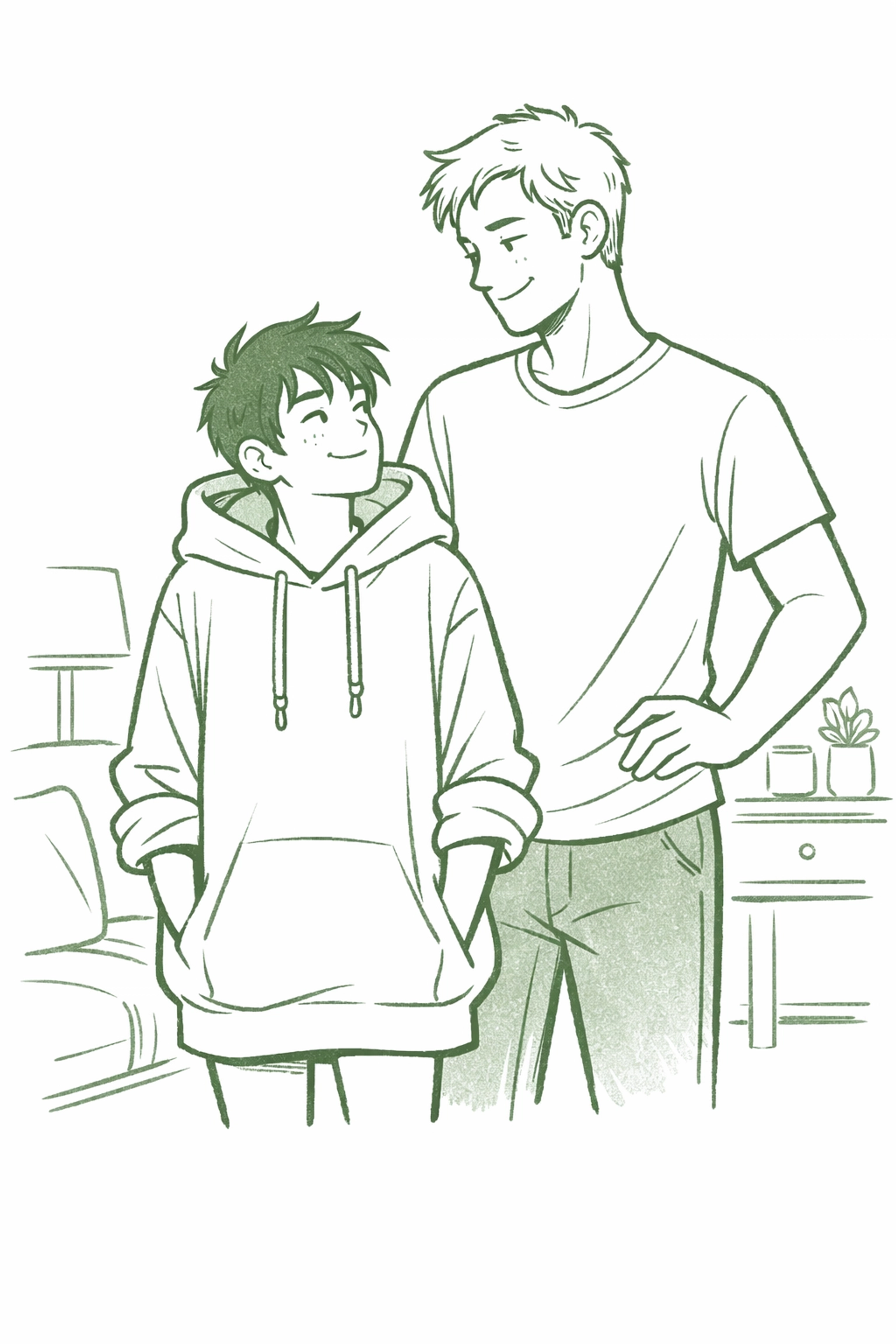 Short man wearing tall boyfriend's oversized hoodie - MM romance height difference