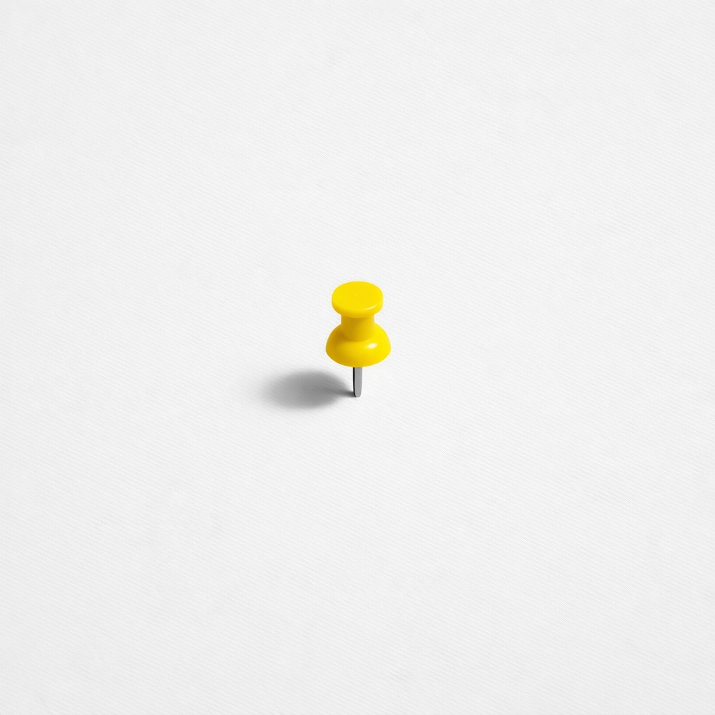 Minimalist yellow push-pin representing accurate business categories for Tampa local SEO.