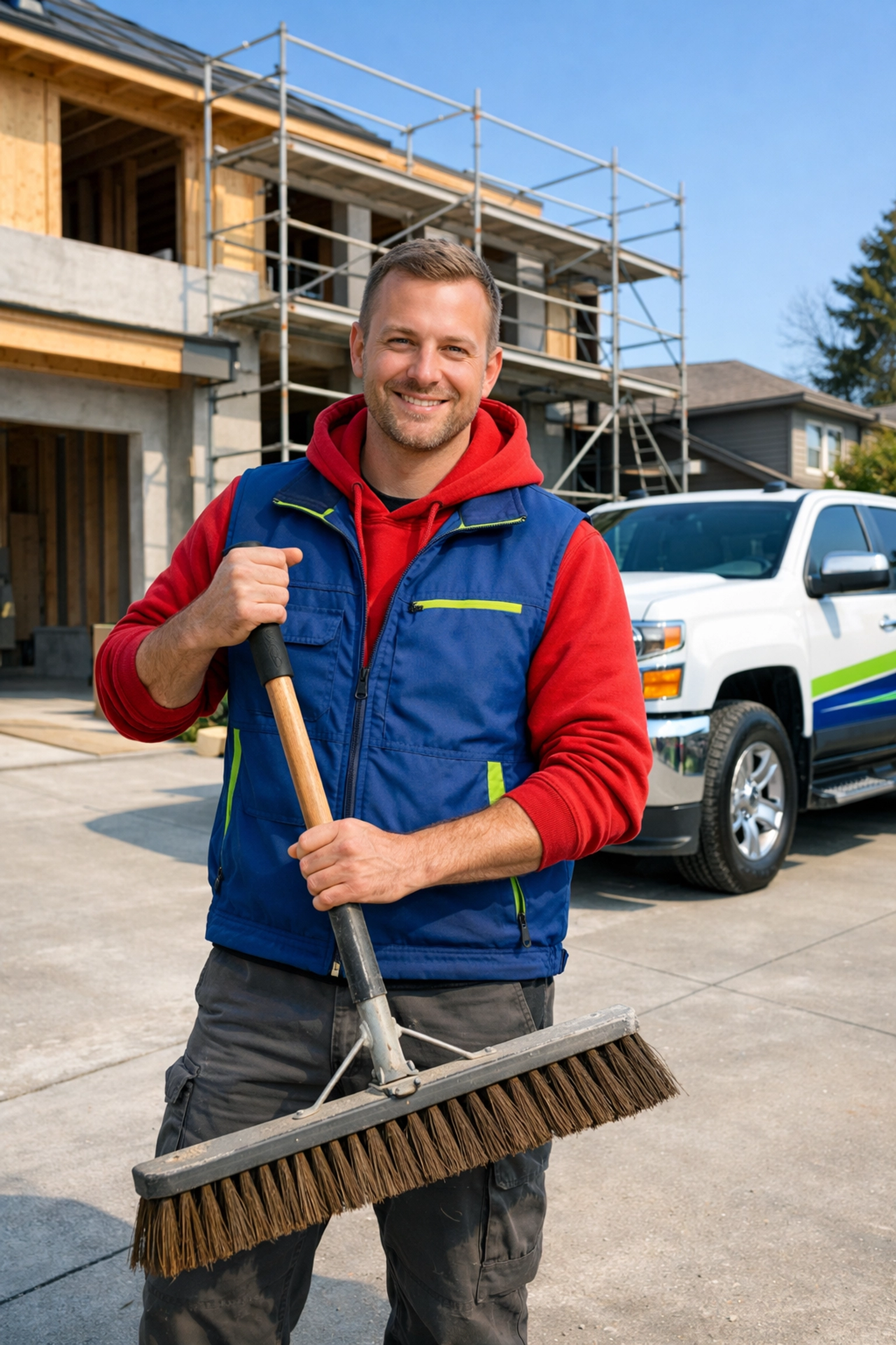 Professional construction debris removal Toronto: Roman from Junk GTA finishing a site sweep in North York.