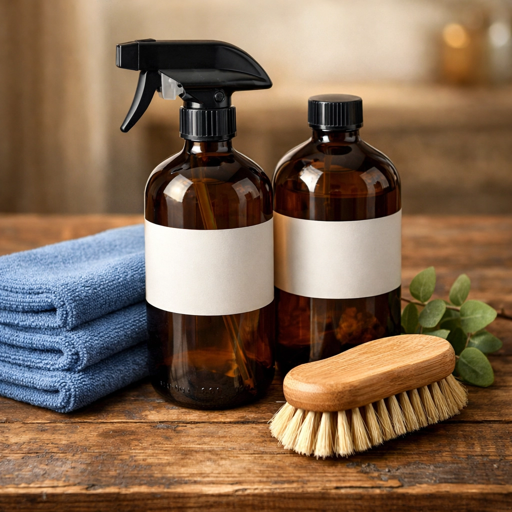 Eco-friendly cleaning supplies and solutions used for safe house cleaning Shirley MA.