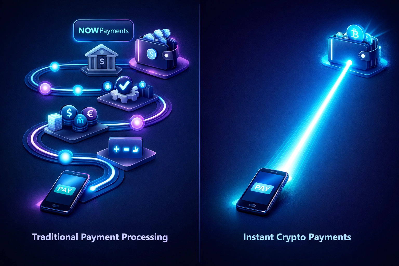 Self-custody payment flow: direct crypto payments to merchant wallet vs intermediary processing