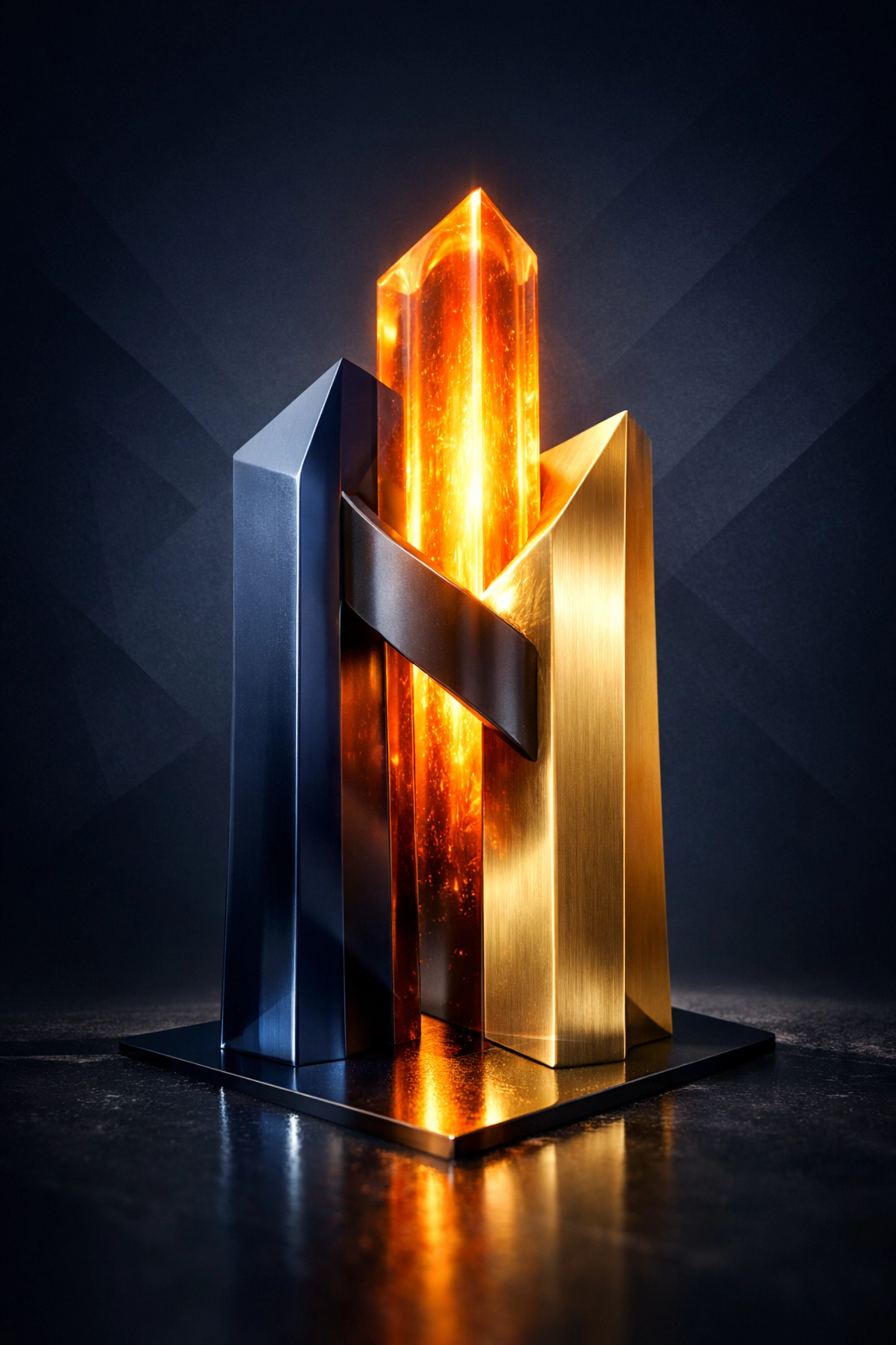 Abstract pillars symbolizing the I³ Framework for mastering executive presence and board influence.