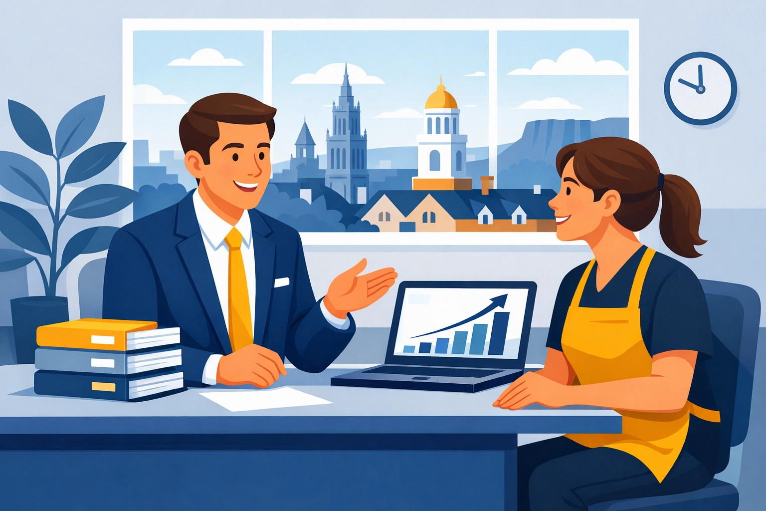 A concierge tax pro in New Haven helping a small business owner with personalized tax preparation and planning.