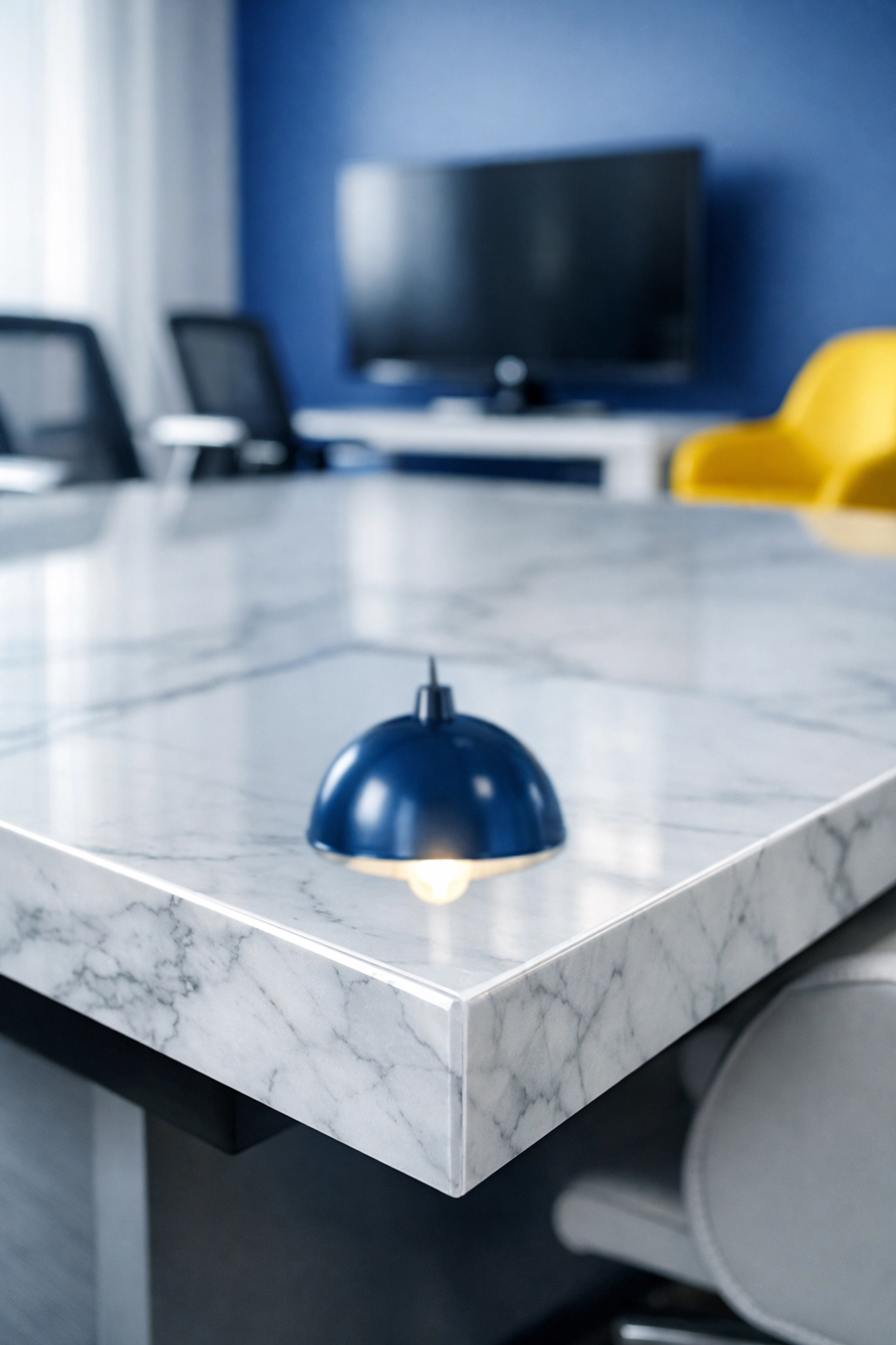 Deep cleaned marble conference table in a Braintree office representing workplace wellness.