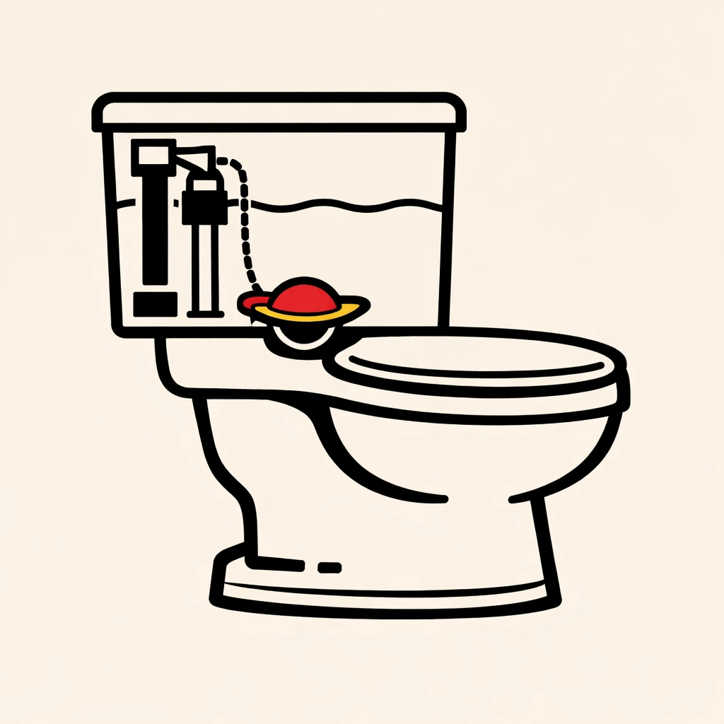 Illustration of a toilet tank flapper causing a leak in a Sarasota home.