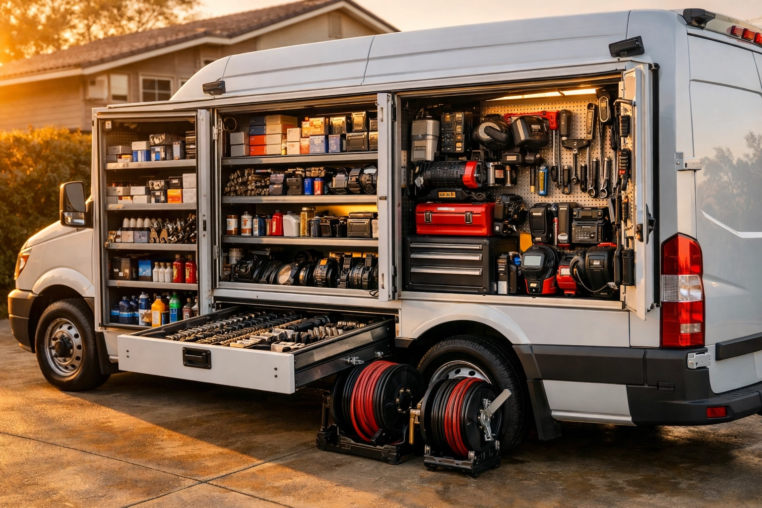 Mobile auto service van with organized tools and parts ready for Green Bay repairs