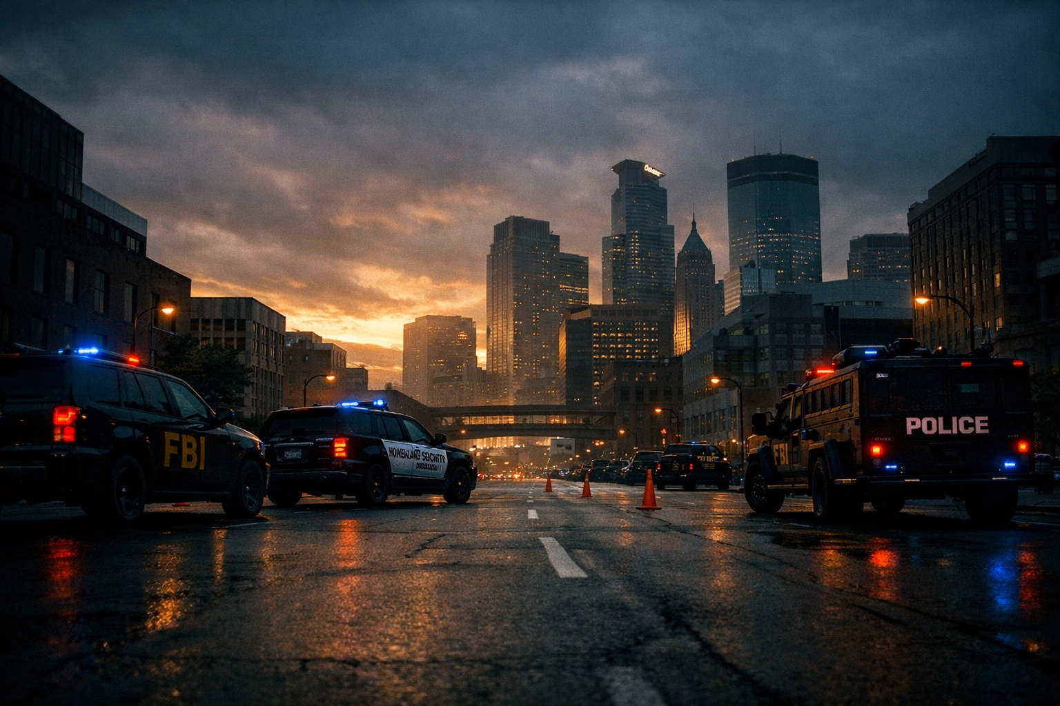 Federal immigration enforcement vehicles in Minneapolis during Operation Metro Surge