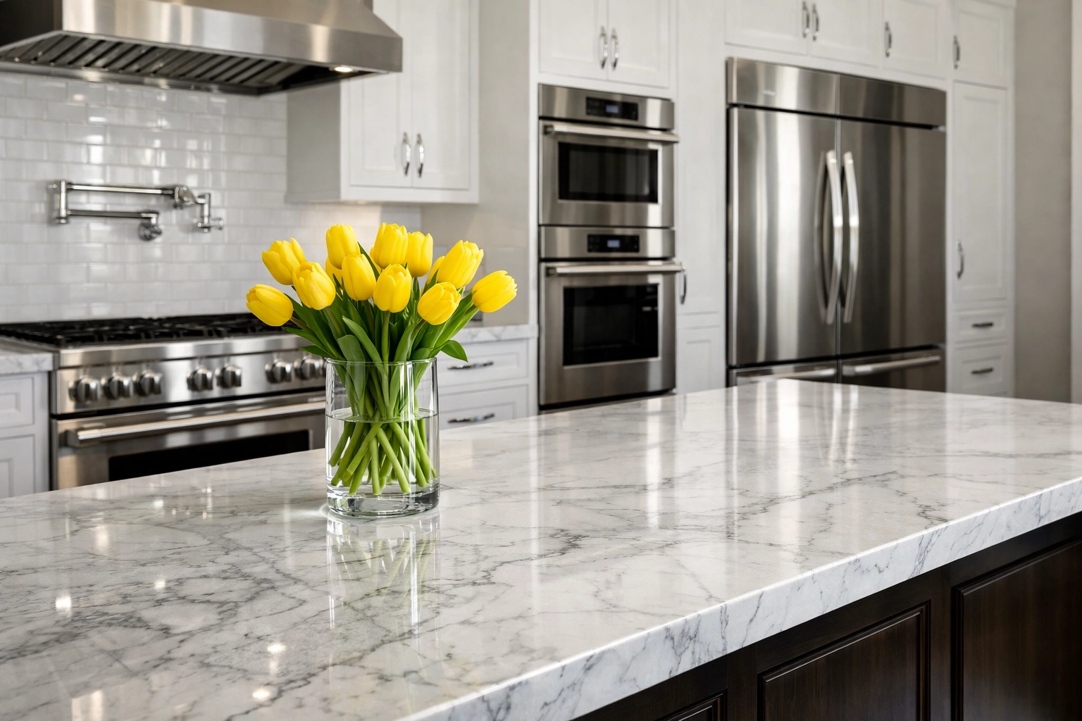 Professional house cleaner results showing a spotless deep cleaned kitchen in a Massachusetts residence.