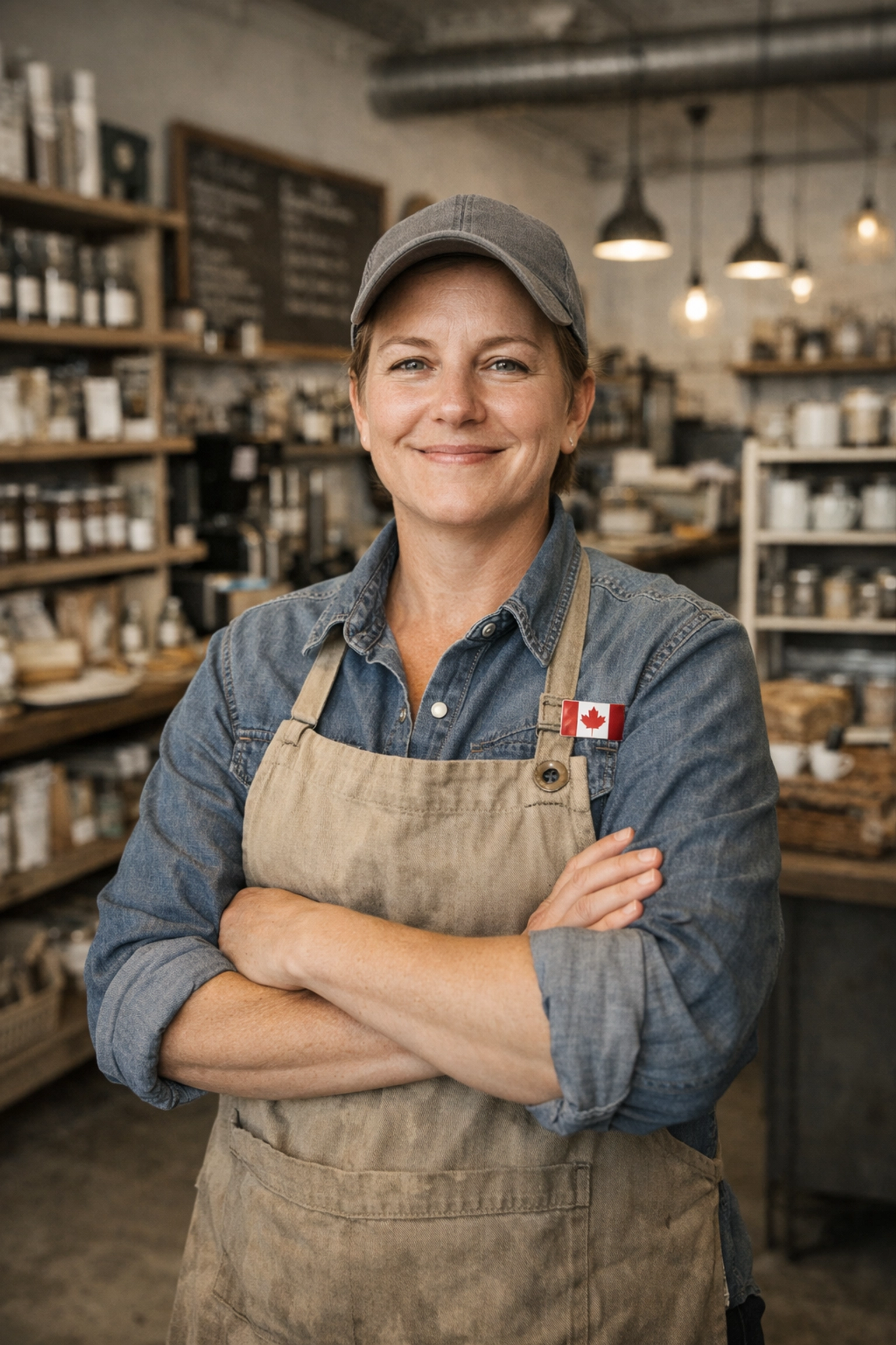 Canadian small business owner in successful retail shop funded by working capital loan