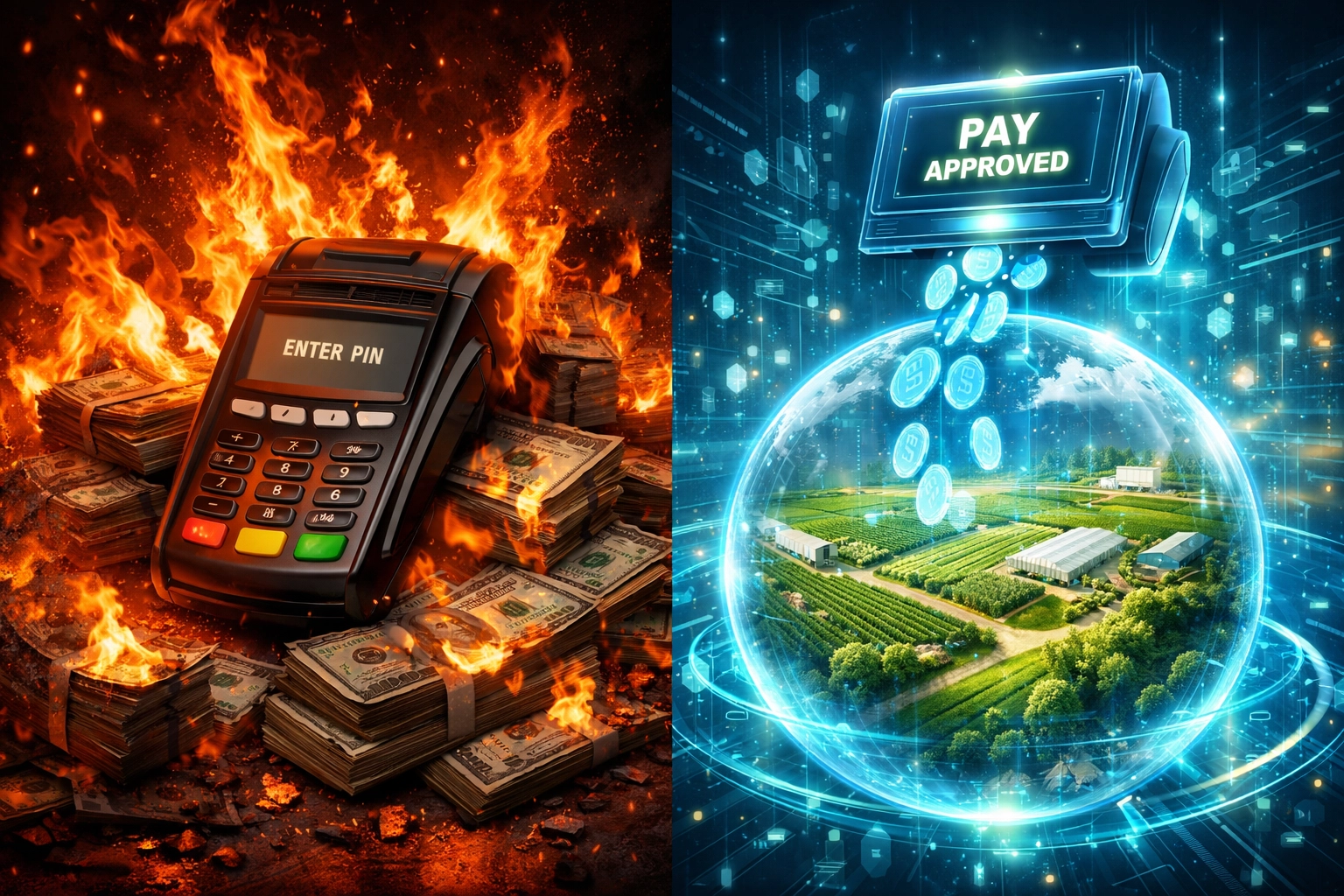 Traditional payment fees burning money compared to crypto payment solution reducing merchant costs