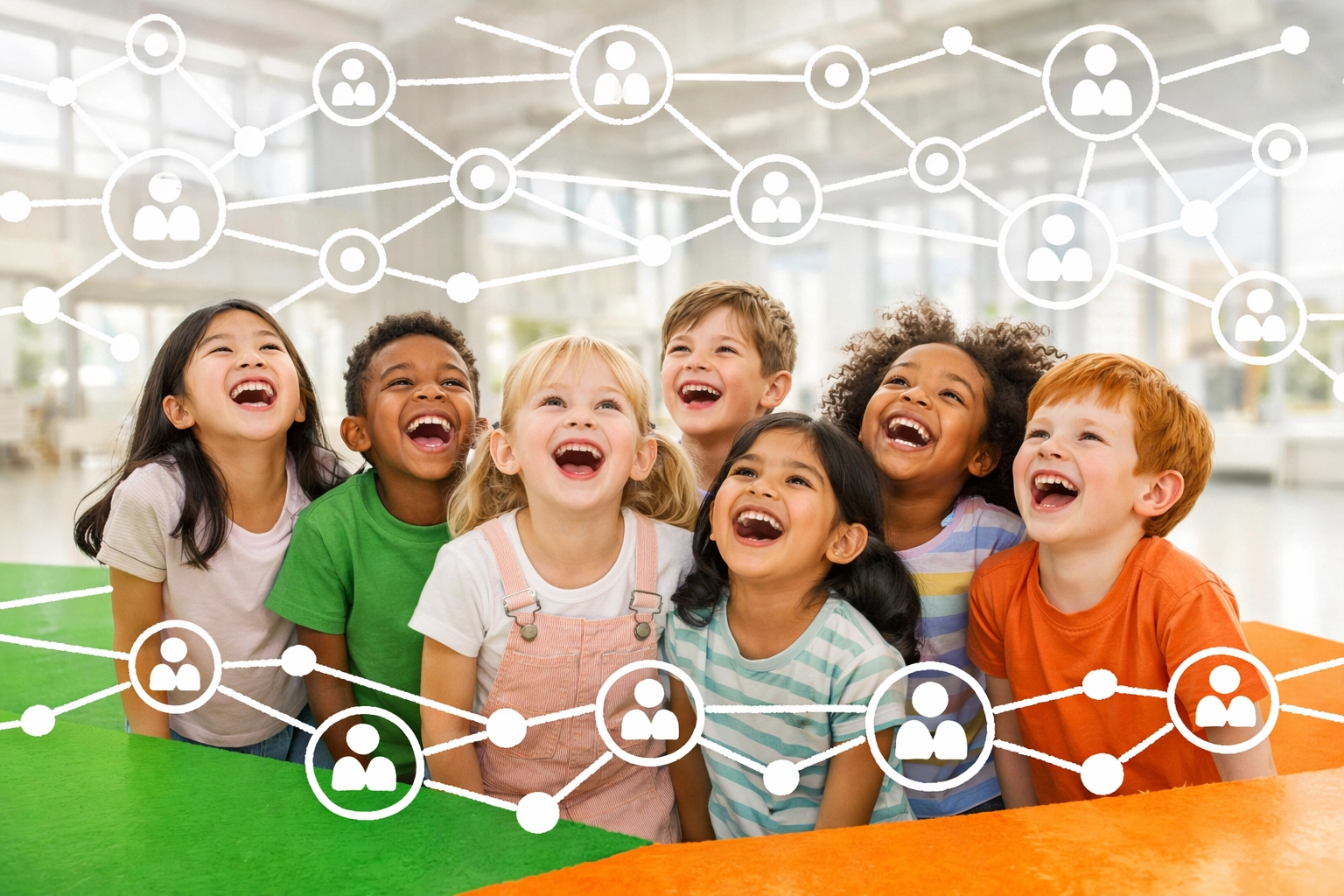 A joyful group of diverse children representing the student community at Empower Kidz and Teenz Academy.