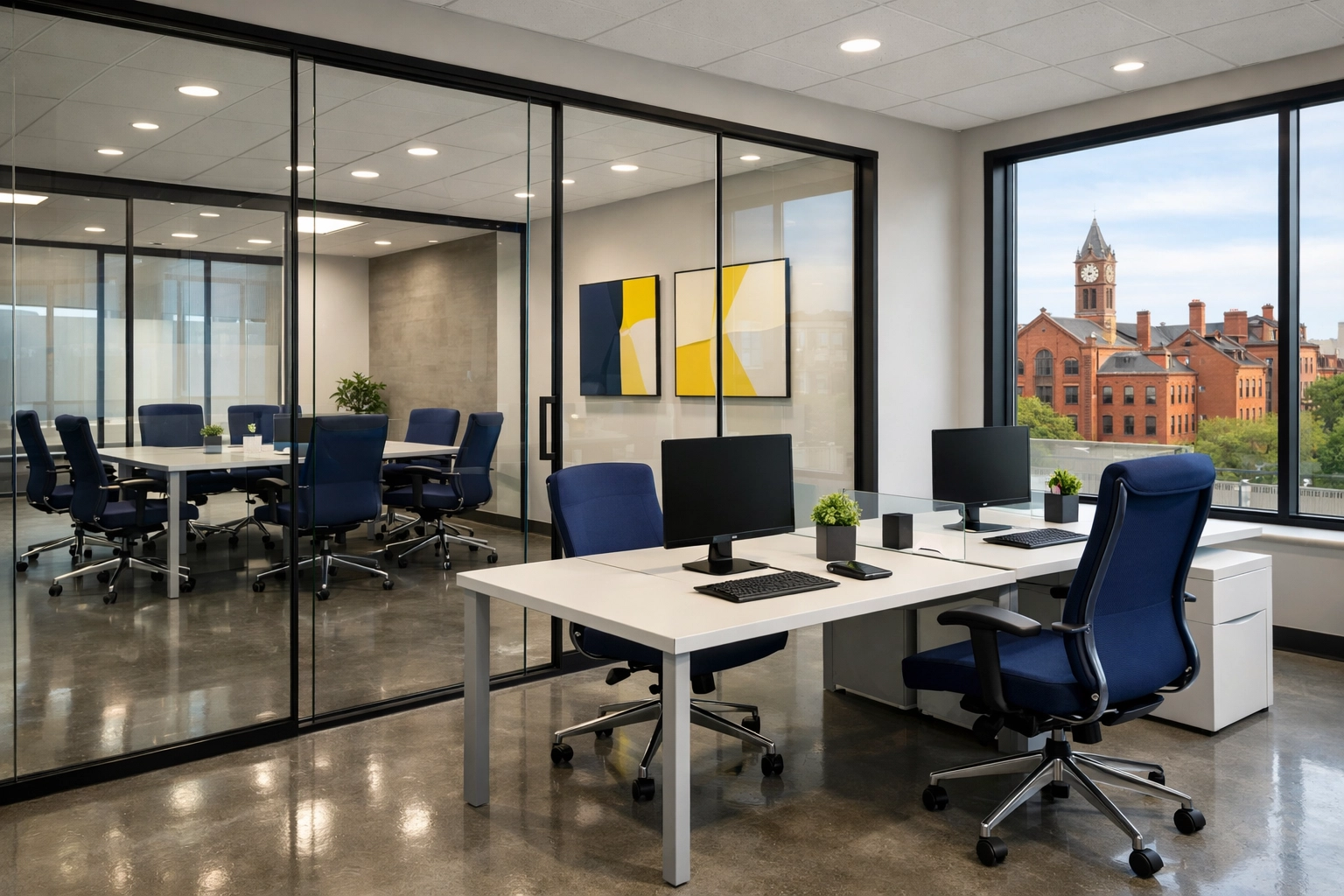 Professional office cleaning Worcester service results in a modern workspace near Gateway Park.