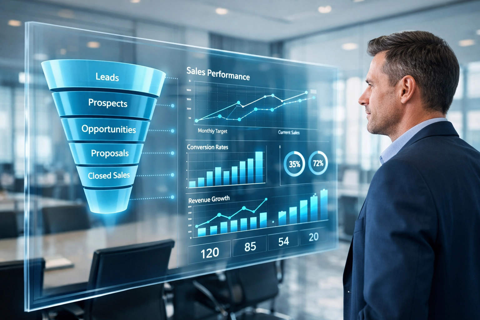 Sales manager reviewing performance data to identify gaps for targeted sales management training.