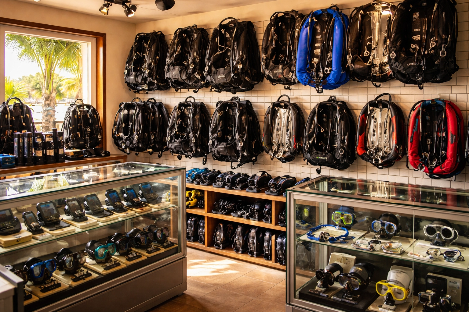 Tauchshop mit hochwertiger Tauchausrüstung – BCDs, Wings, Masken und Tauchcomputer für Einsteiger und Fortgeschrittene.