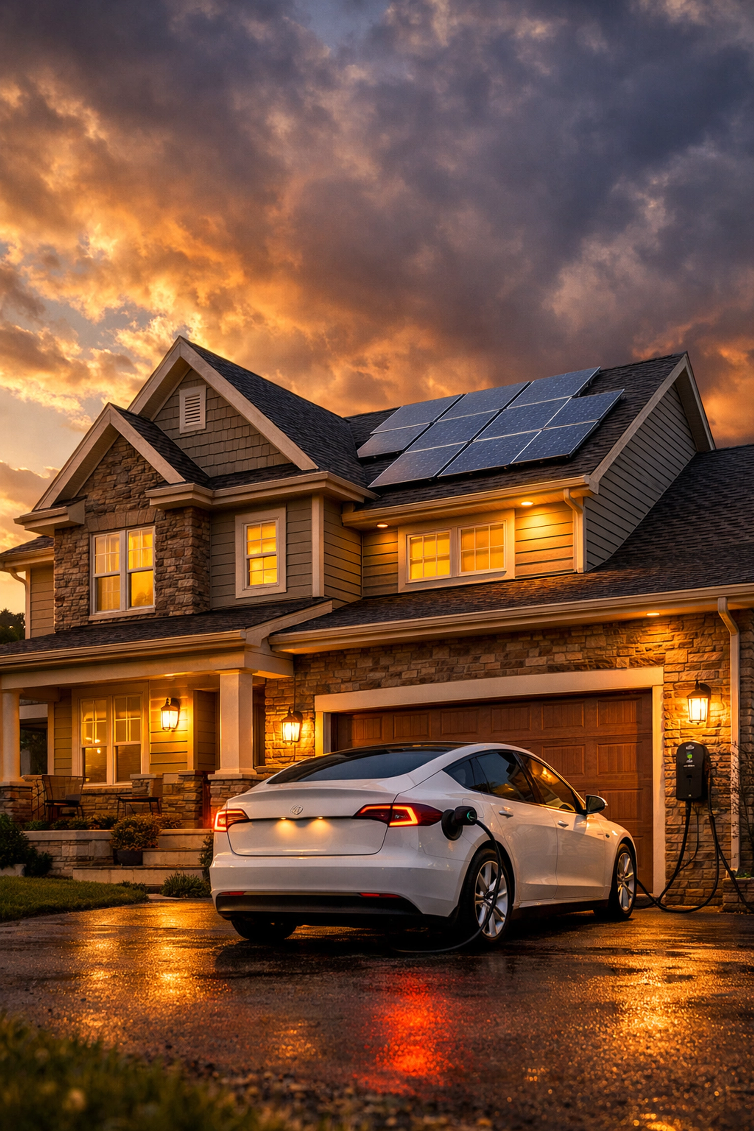 Pennsylvania home with EV charger and solar panels requiring electrical panel upgrade capacity