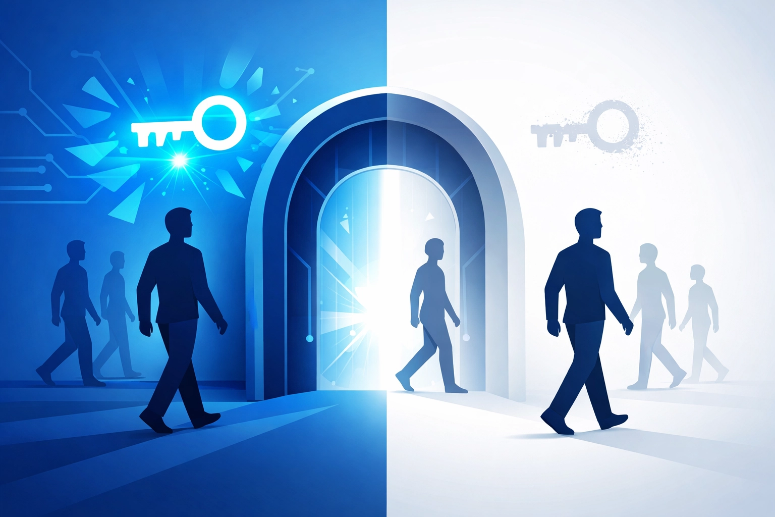 A digital gateway managing employee access keys for secure user onboarding and offboarding.