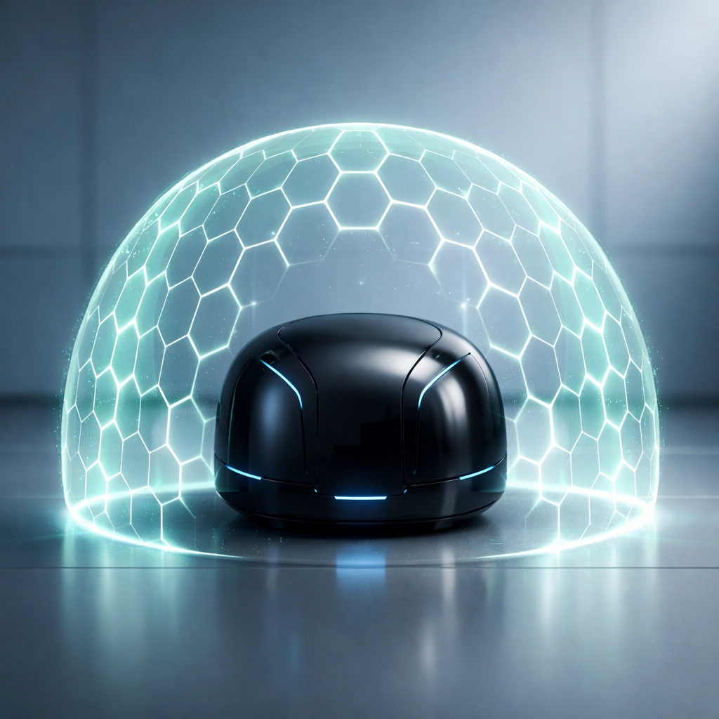 Secure local AI computing core illustrating private on-premises infrastructure and data protection.