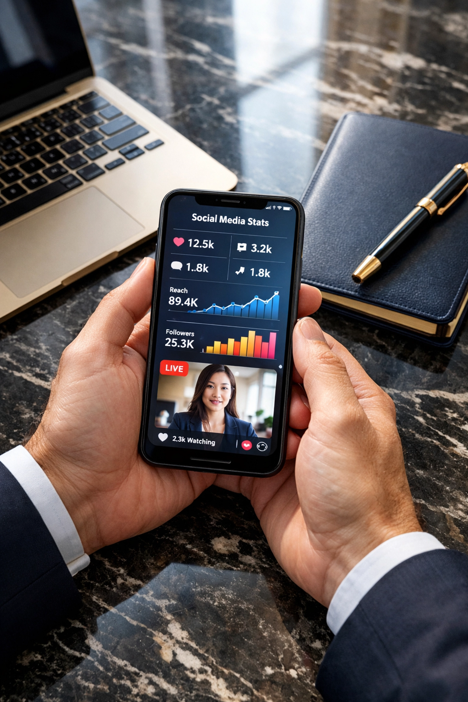 NEWSLETTER: The Executive Strategy for Super Bowl Branding and VIP Logistics Executive reviewing digital marketing analytics and social media metrics on smartphone