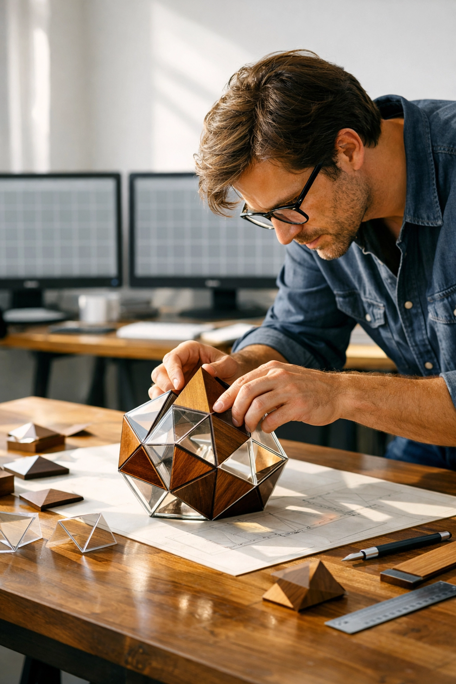 Professional designer building a unique brand story in a modern studio for authentic Super Bowl branding.