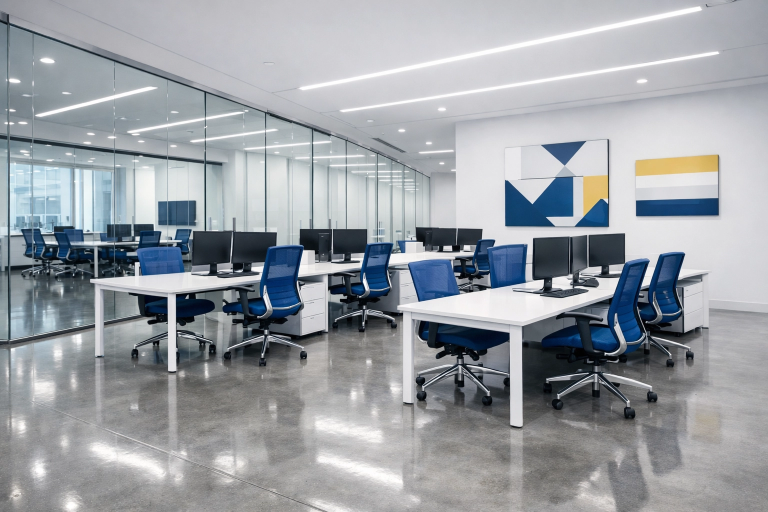 Modern tech workspace following a professional office cleaning Cambridge service near the Alewife corridor.