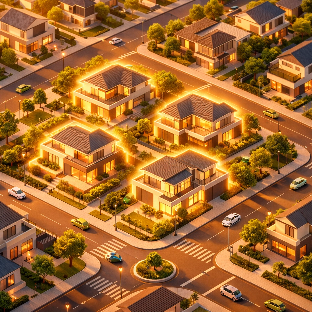 A dense cluster of managed properties showing a profitable and efficient rent roll portfolio mix.