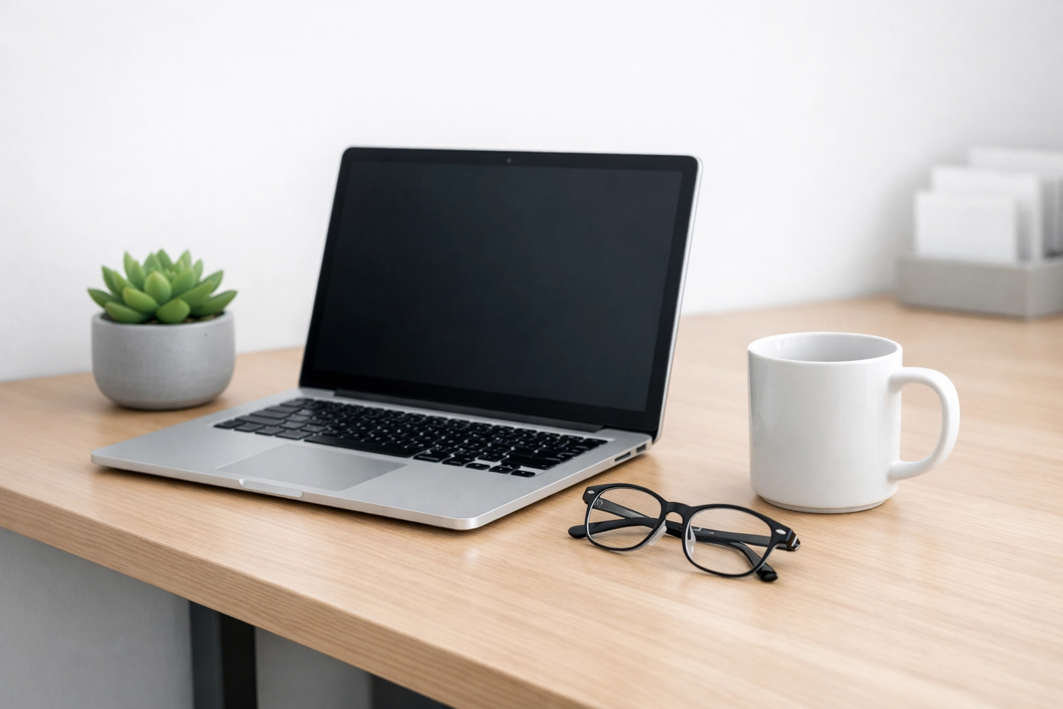 Modern home office desk prepared for a quick same day loan application.