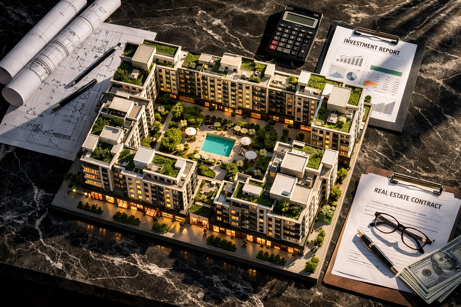 Real estate syndication planning with commercial property models and investment blueprints