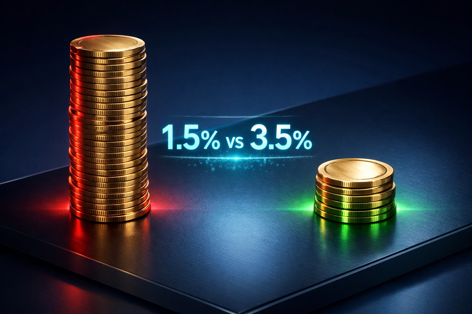 Larecoin 1.5% transaction fee compared to traditional 3.5% payment processing costs