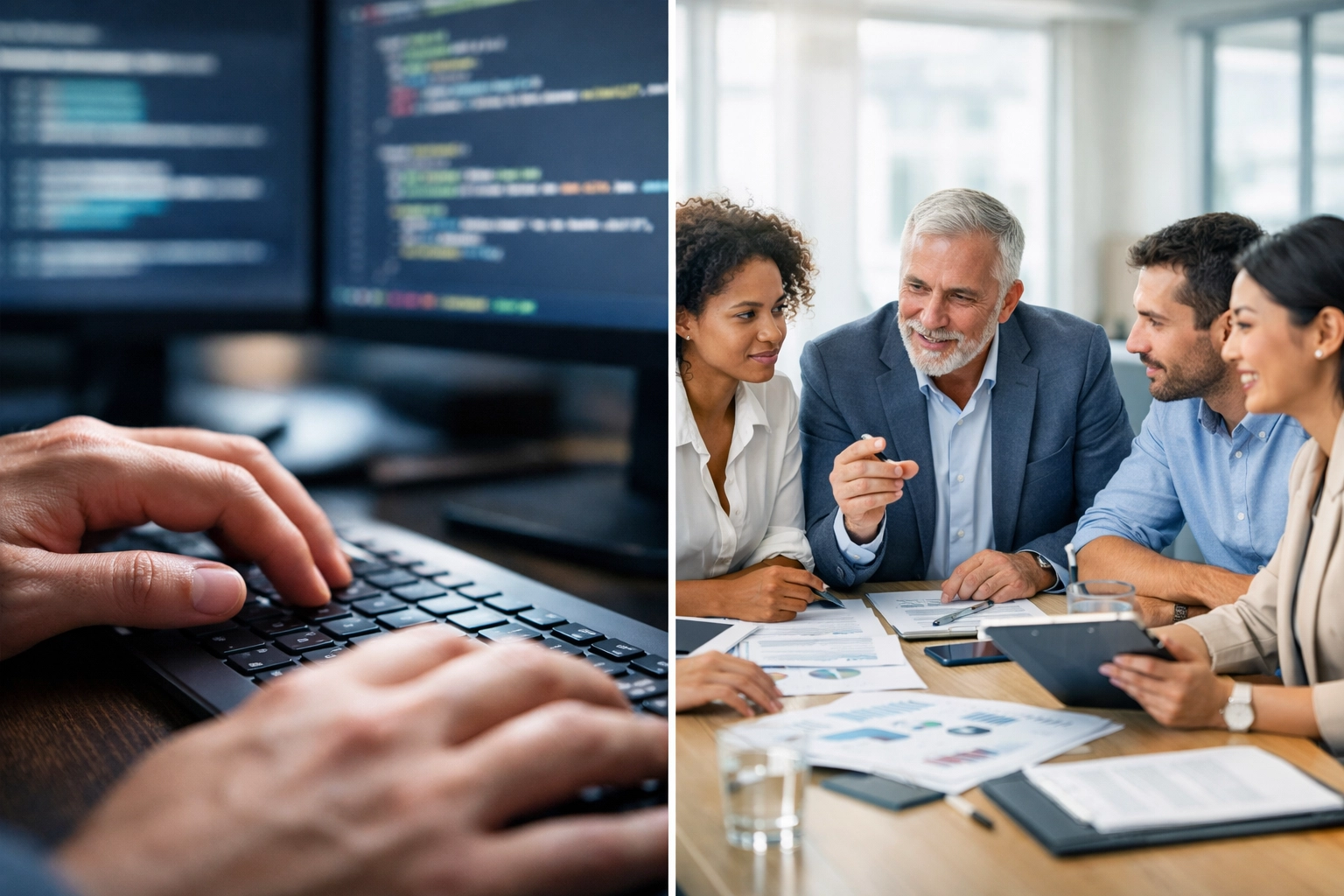 Brand partnership strategy team collaborating with technology at Dakdan Worldwide