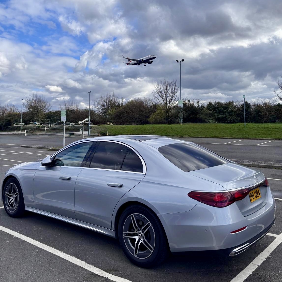 Silver Mercedes-Benz at Airport