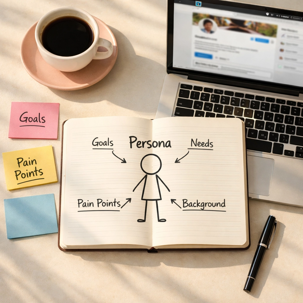 Workspace showing ideal client persona planning for LinkedIn lead generation