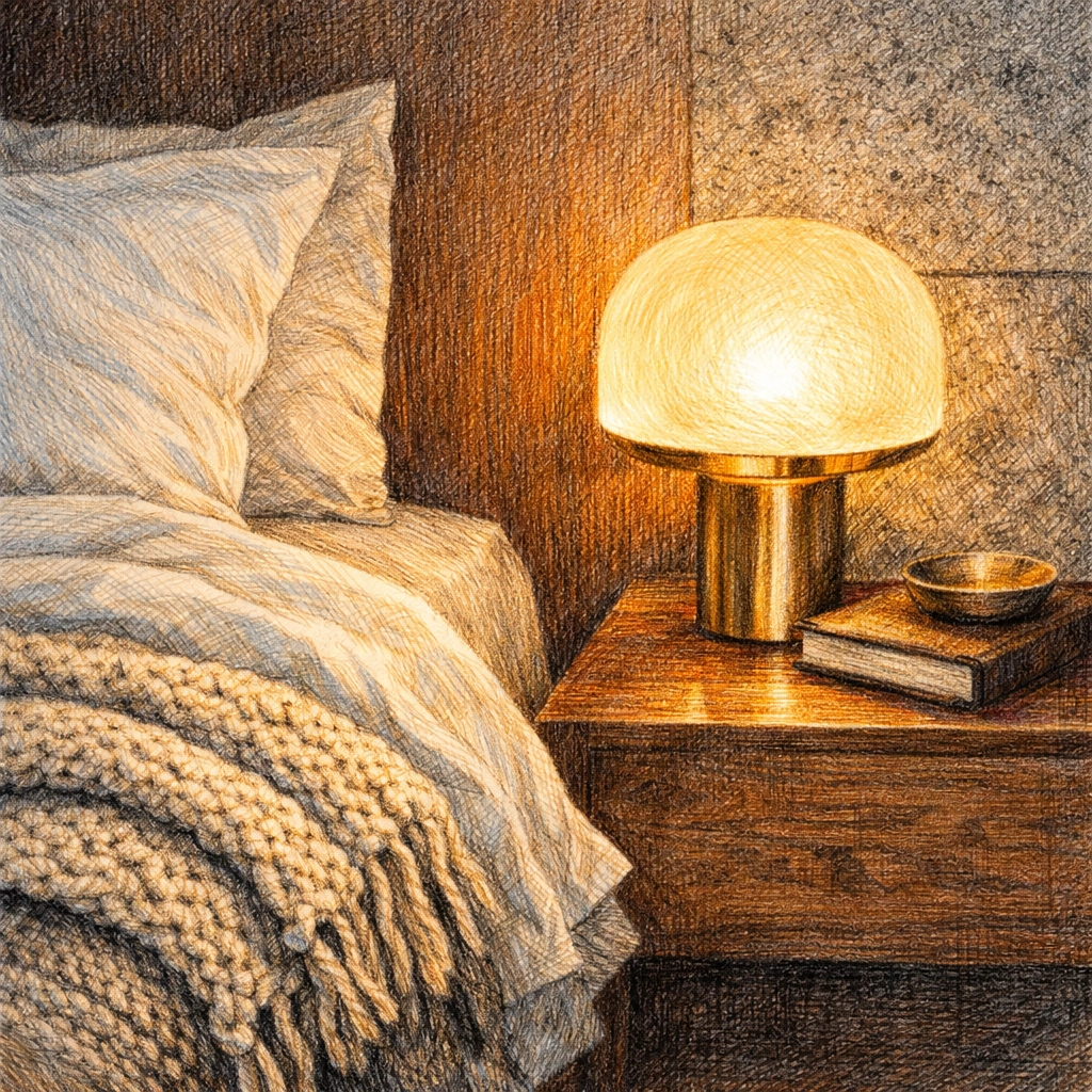 Tactile linens and warm lighting creating a residential vibe in boutique hotel interior design.