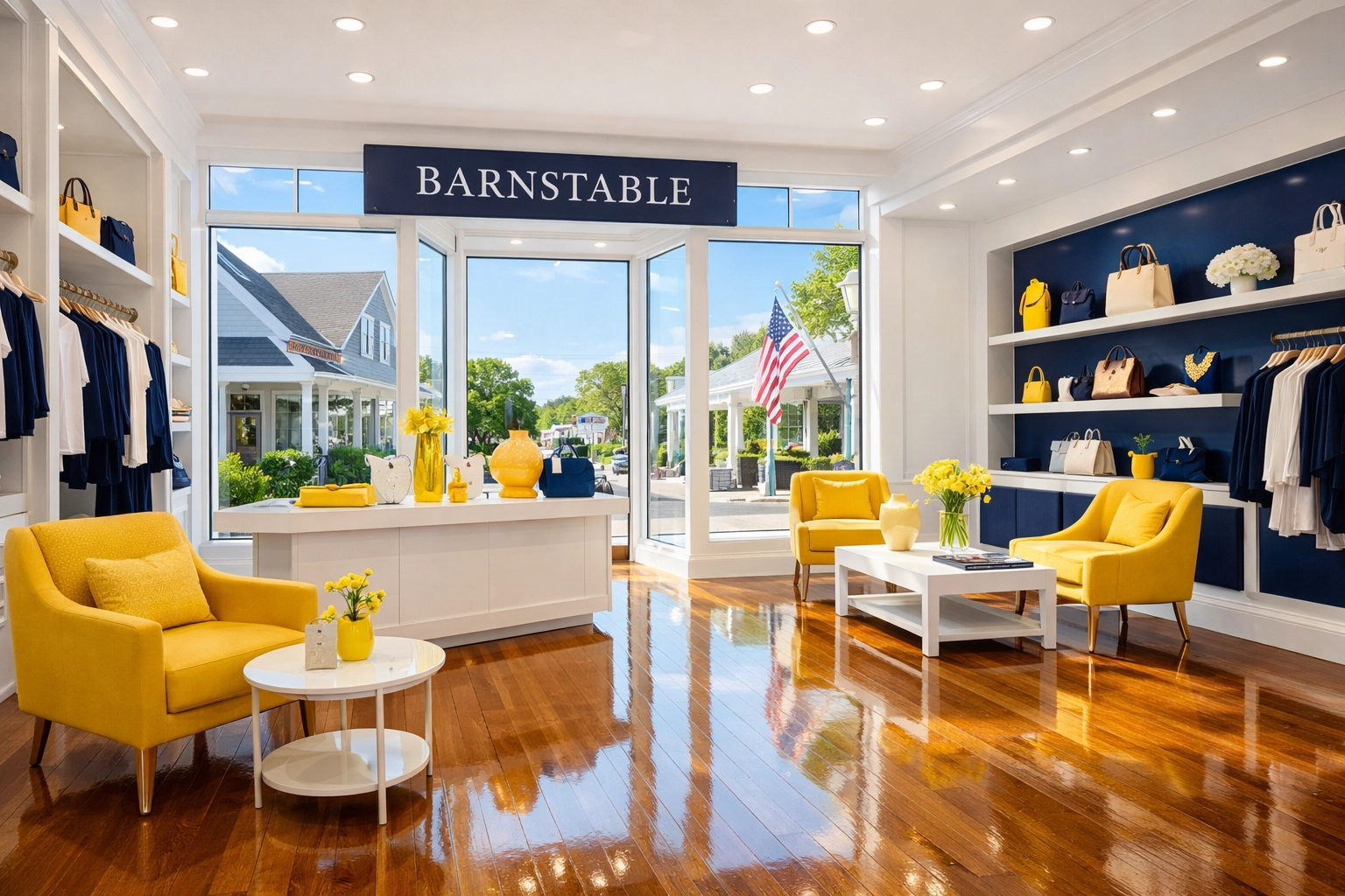 A deep-cleaned Barnstable boutique with polished floors and streak-free windows ready for busy season.