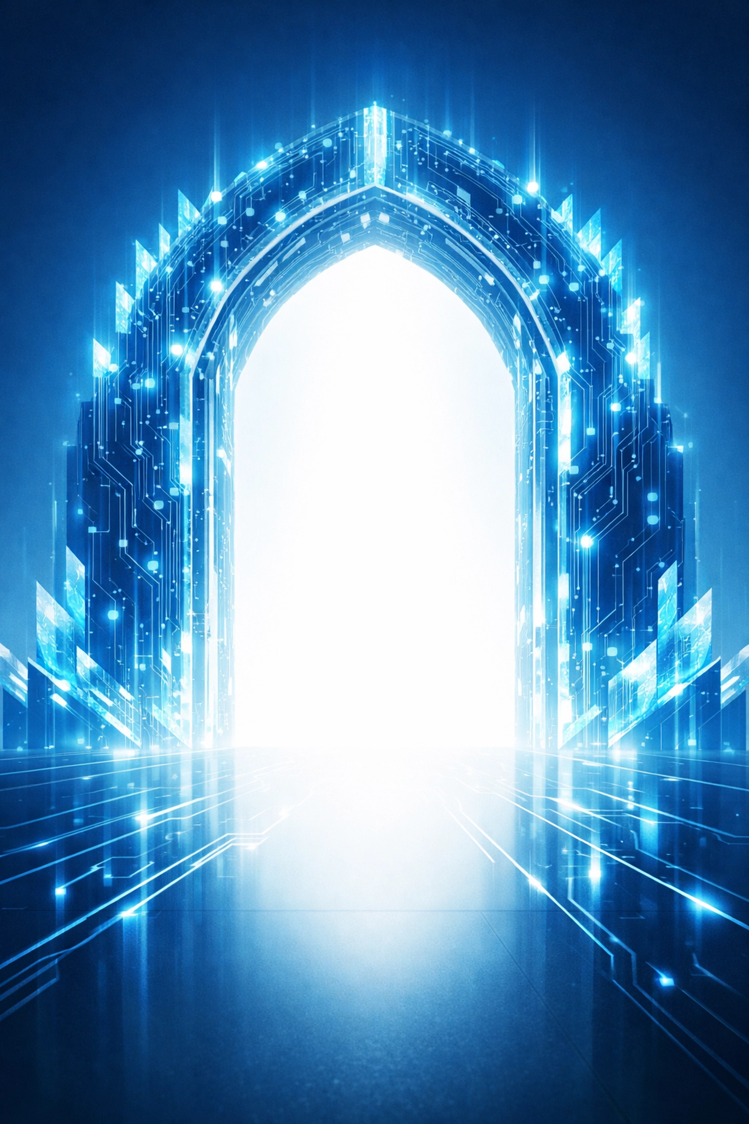 Digital gateway symbolizing business transformation through visionary AI automation and custom software.