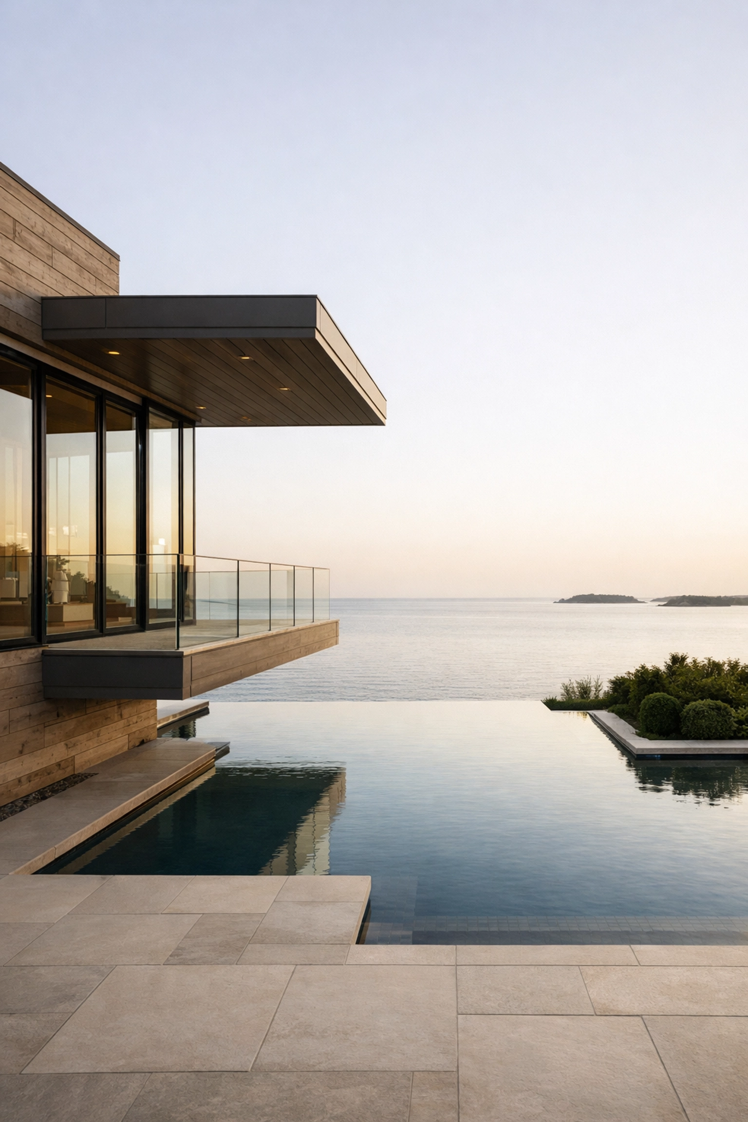 High-end coastal estate in Greenwich, CT, representing high-net-worth assets requiring $10M+ excess coverage.