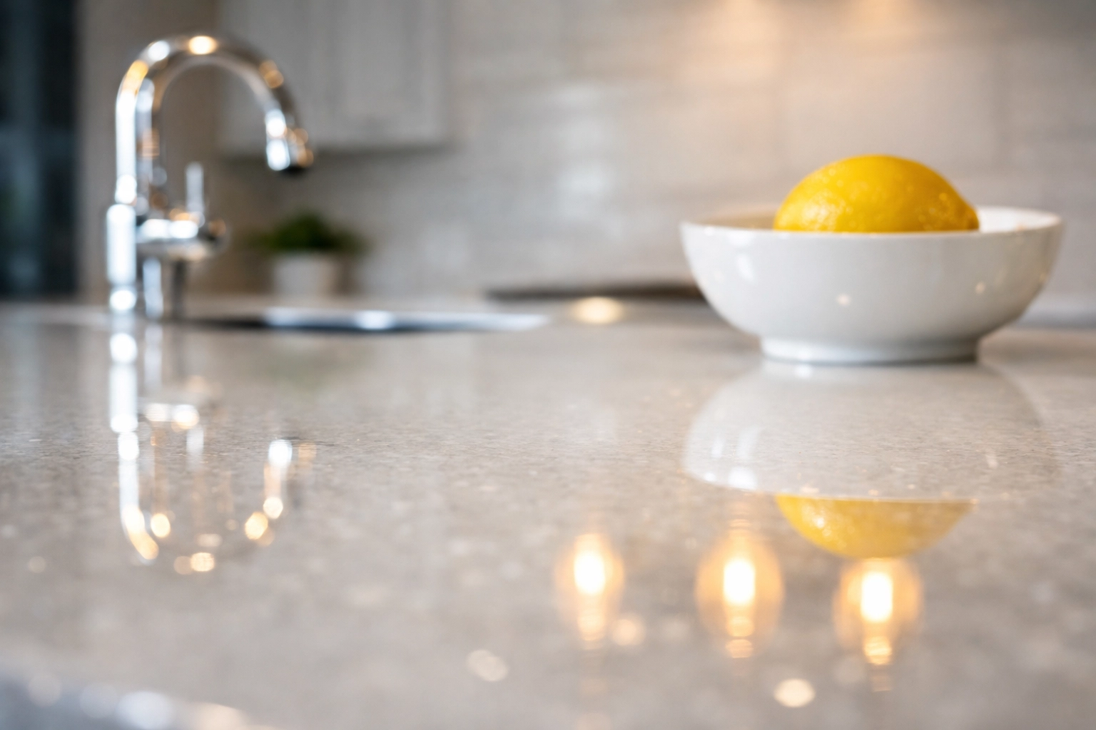 Dust-free, sparkling kitchen island following a professional post construction cleaning Carlisle service.