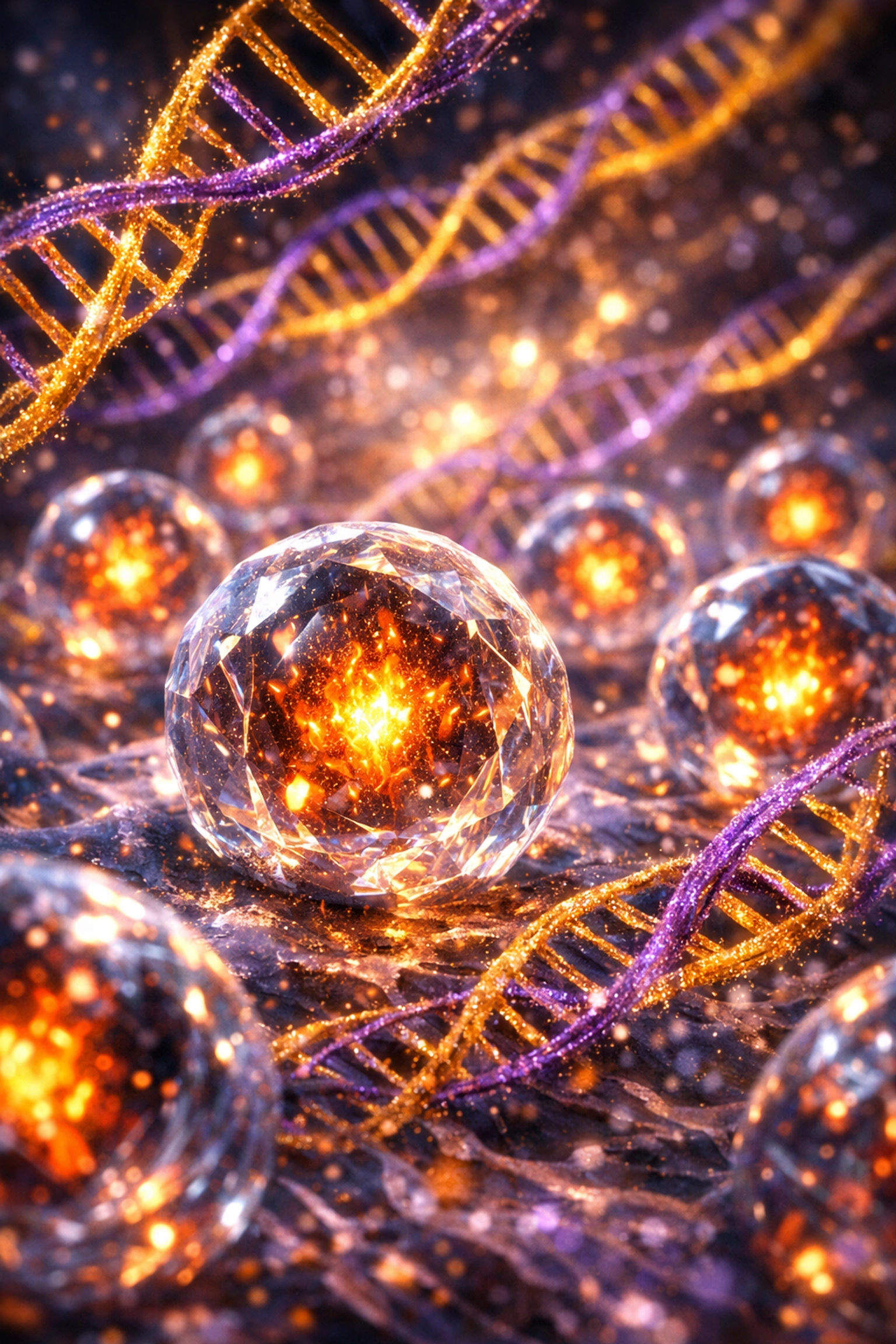 Microscopic cells and DNA showing how to heal myself from trauma stored in biological tissues.