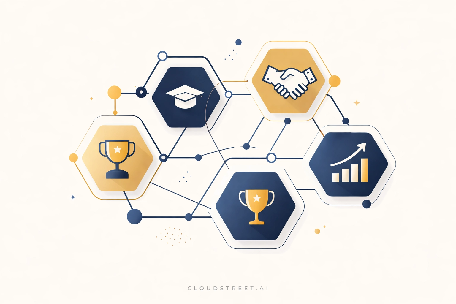 Network of training, rewards, and growth icons showing Salesforce Loyalty Management partner incentives