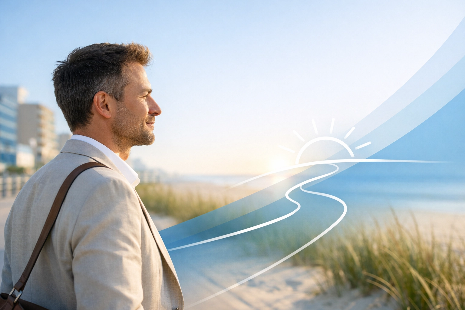 A person looking at the Virginia Beach horizon, symbolizing a fresh start after completing the divorce process.